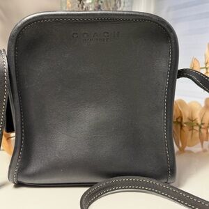 Vintage Coach Bellini Black Leather Logo-Embossed Crossbody